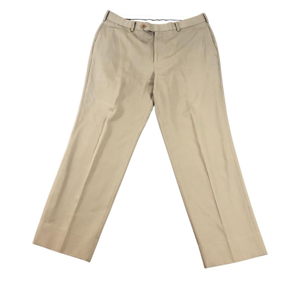 Brooks Brothers Madison Khaki Pants Mens Beige 36x30 %100 Wool